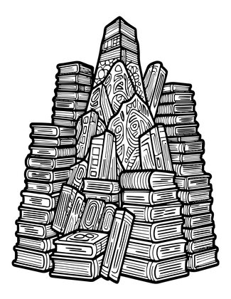 Bookshelf Mountains - Free printable coloring page