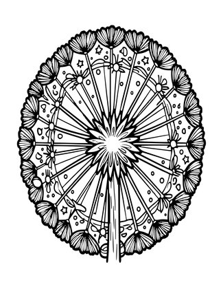 Dandelion Universe - Free printable coloring page