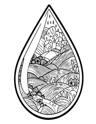 Raindrop World - Free printable coloring page