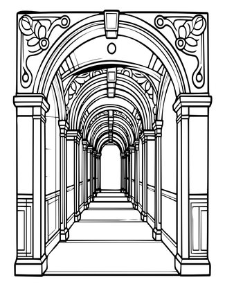 Endless Corridor - Free printable coloring page