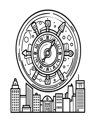 Clockwork Moon - Free printable coloring page