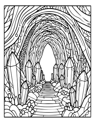 Crystal Cave - Free printable coloring page