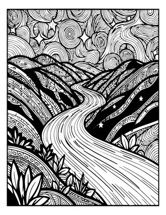 River of Stars - Free printable coloring page