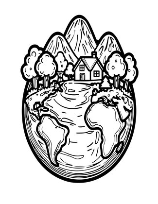 Tiny World Sphere - Free printable coloring page