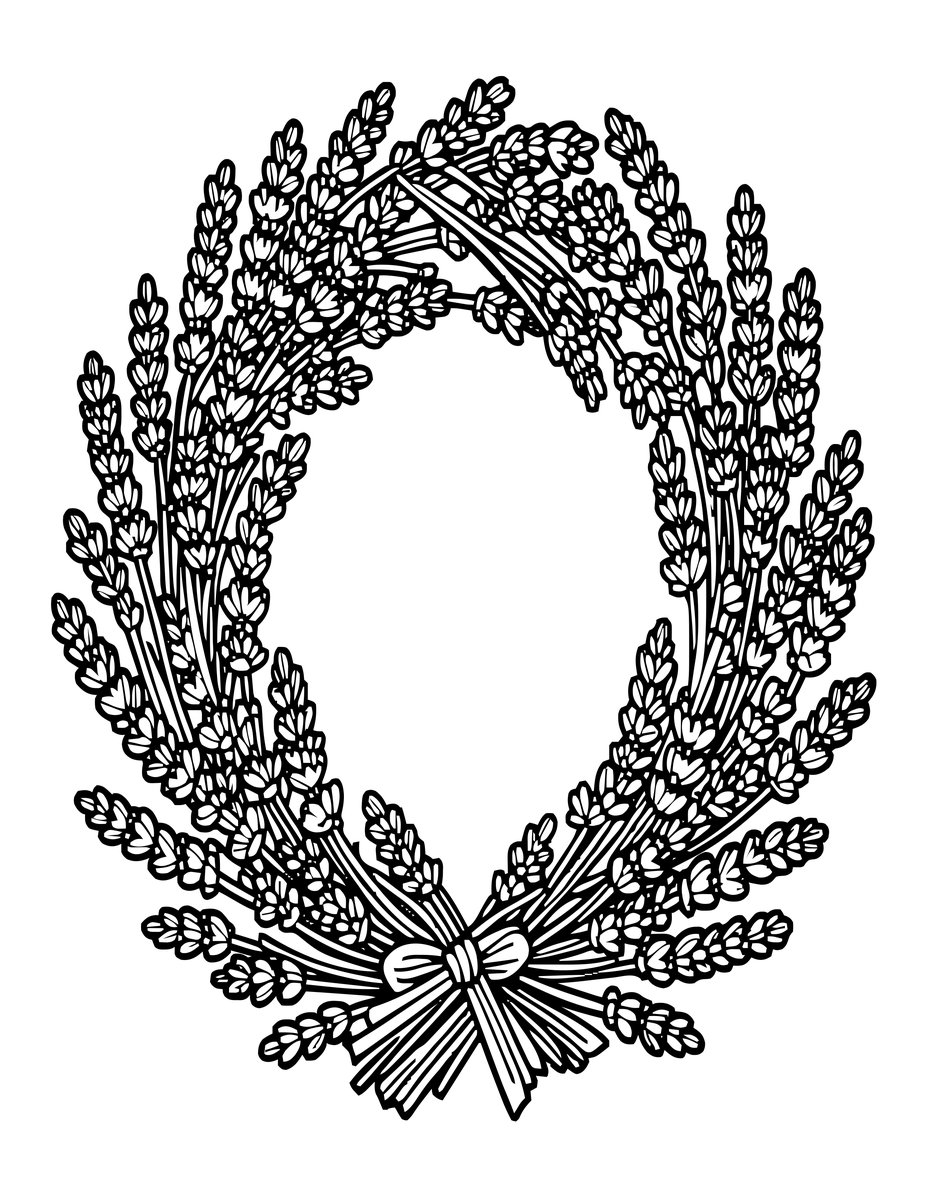 Lavender Wreath - free printable coloring page