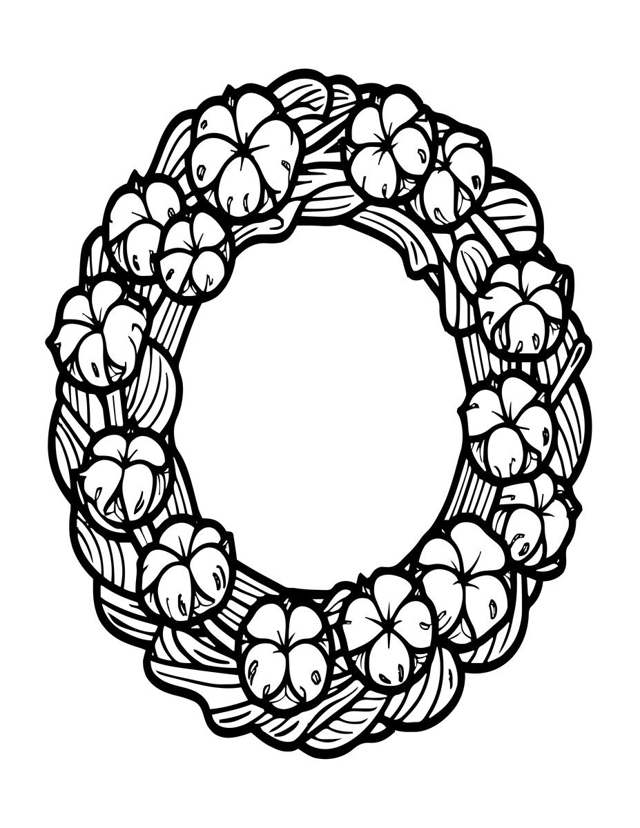 Cotton Wreath - free printable coloring page