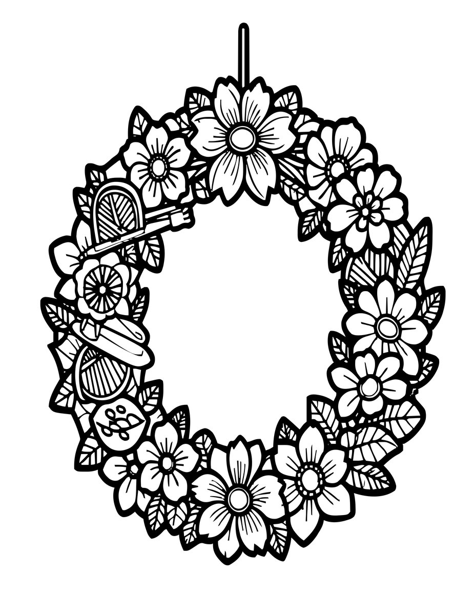 Wreath Workshop - free printable coloring page