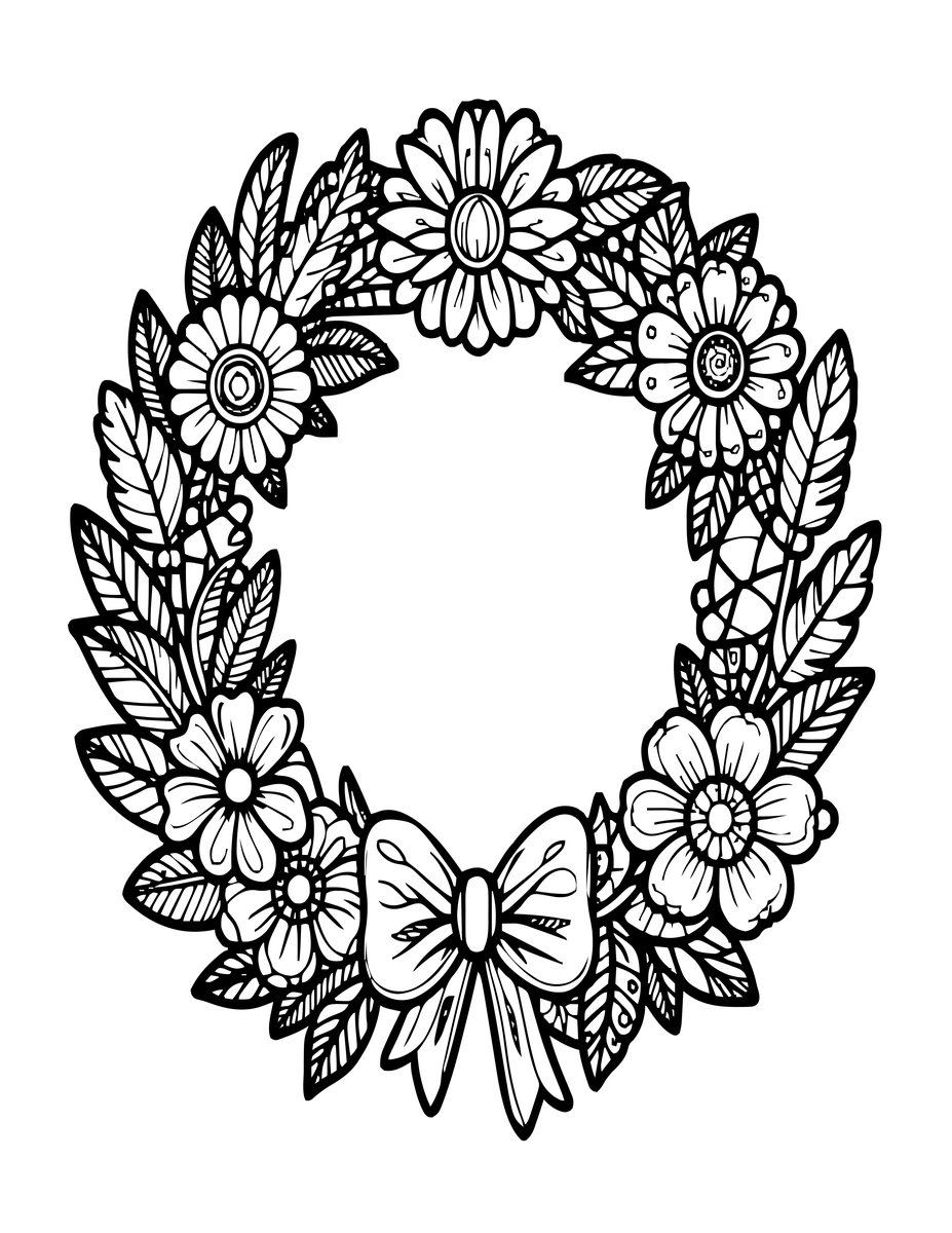 Boho Wreath - free printable coloring page