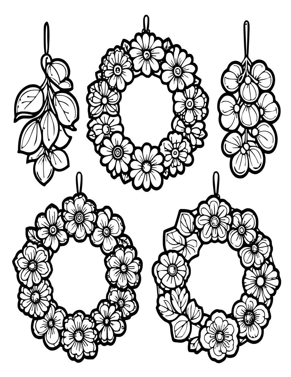 Wreath Hanging - free printable coloring page