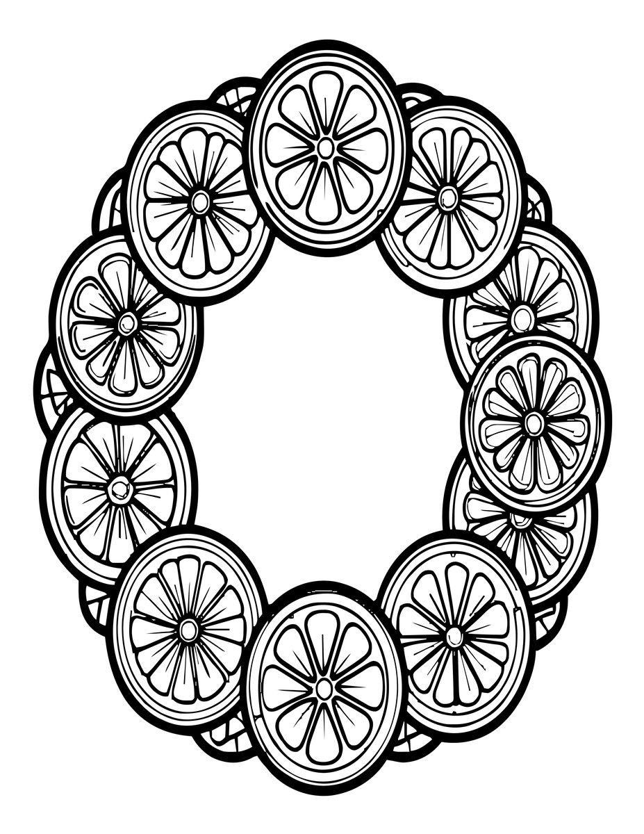 Dried Citrus Wreath - free printable coloring page