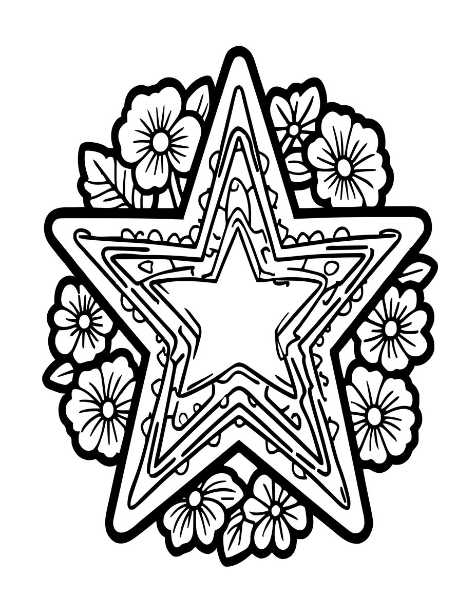 Star Wreath - free printable coloring page