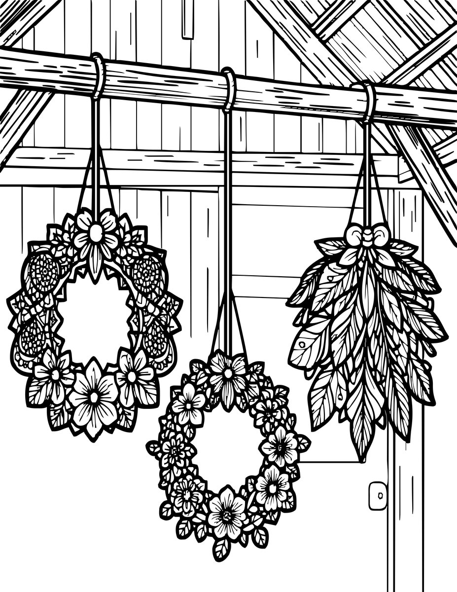 Wreath Storage - free printable coloring page