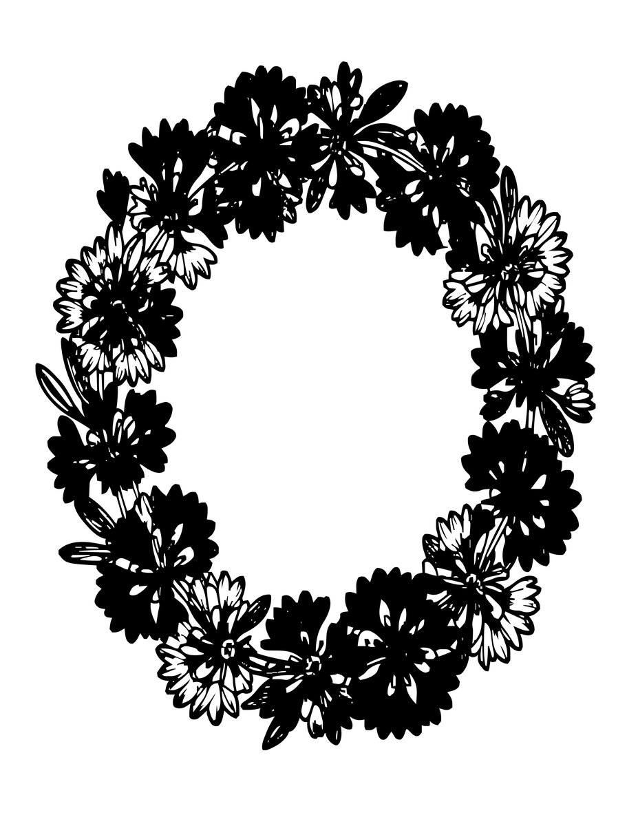 Cornflower Wreath - free printable coloring page