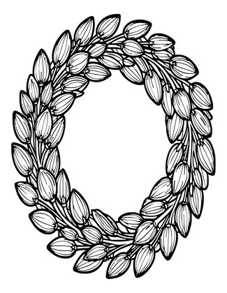 Lunaria Wreath - Free printable coloring page