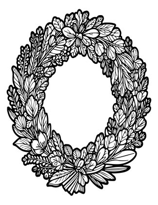 Mixed Herb Wreath - Free printable coloring page