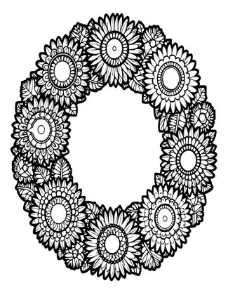 Strawflower Wreath - Free printable coloring page