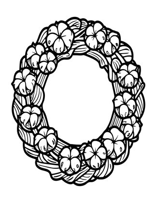 Cotton Wreath - Free printable coloring page