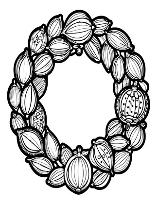 Seed Pod Wreath - Free printable coloring page
