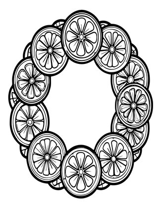 Dried Citrus Wreath - Free printable coloring page