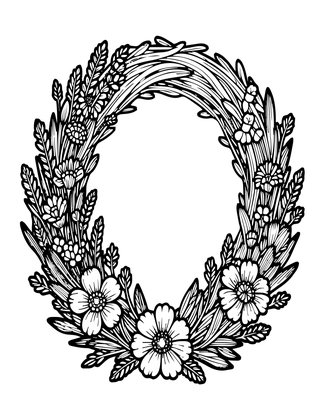 Wildflower Wreath - Free printable coloring page