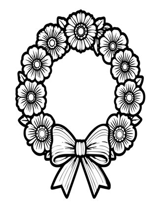 Wreath and Ribbon - Free printable coloring page