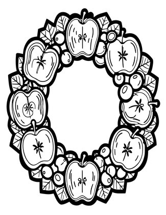 Fruit Wreath - Free printable coloring page