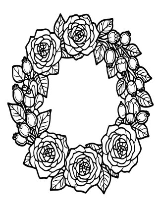 Rose Wreath - Free printable coloring page