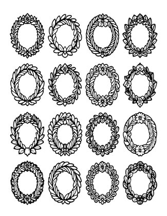 Wall of Wreaths - Free printable coloring page