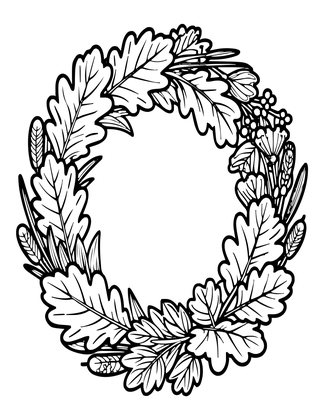 Autumn Wreath - Free printable coloring page