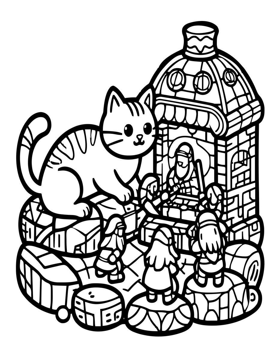 Forge Cat - free printable coloring page