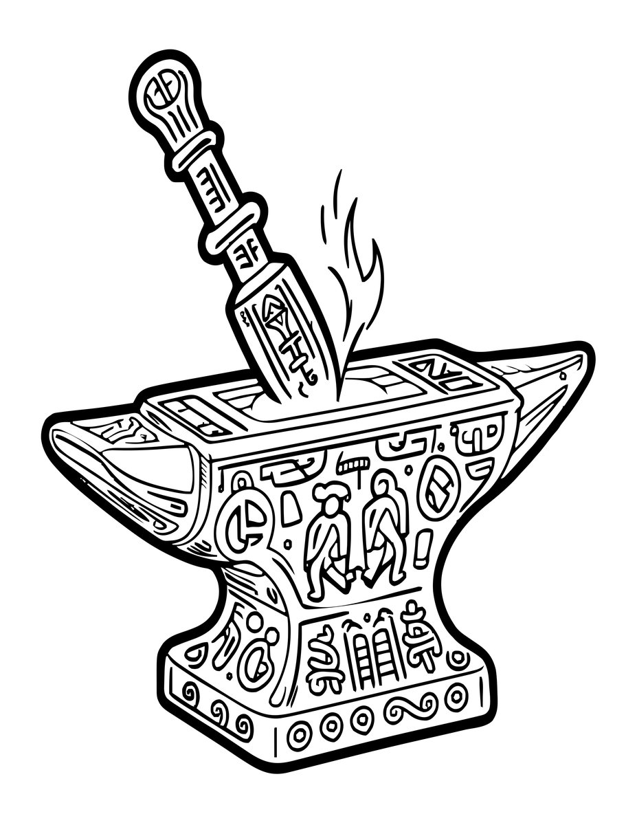 Runic Anvil - free printable coloring page
