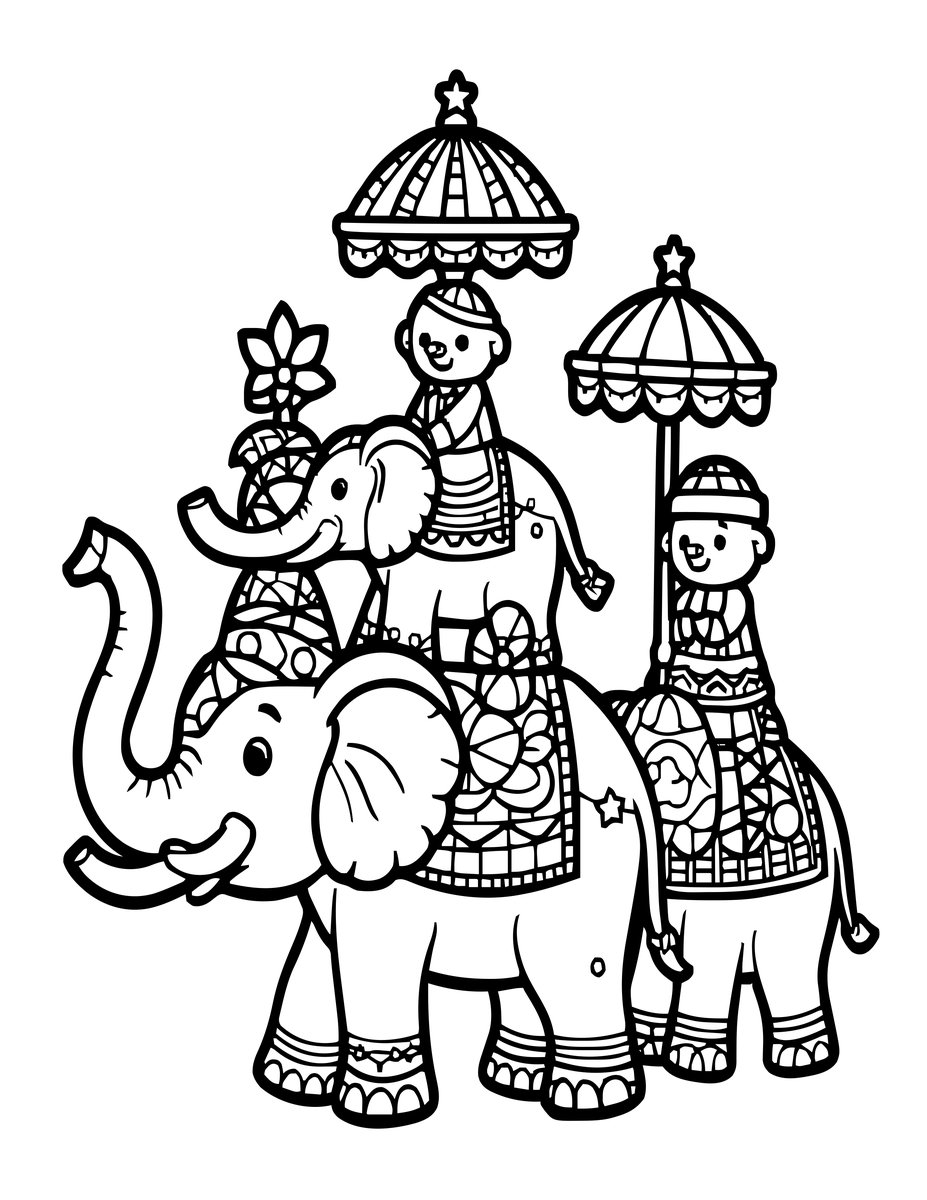 Elephant Parade - free printable coloring page