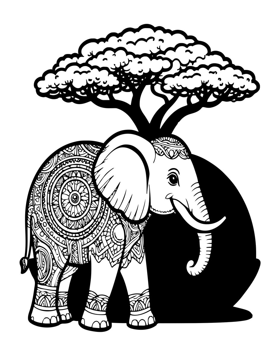 Savanna Sunset - free printable coloring page