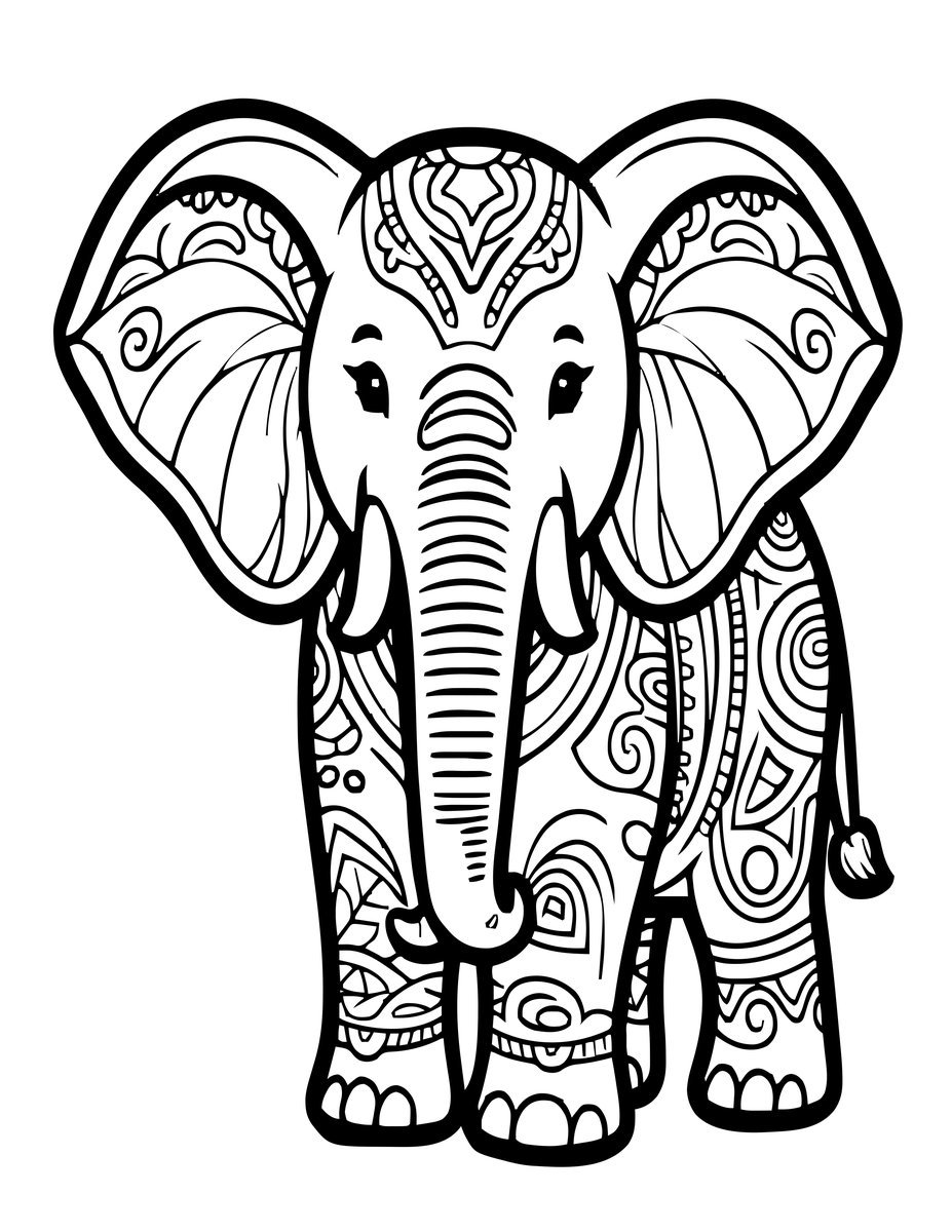 Elephant Charging - free printable coloring page