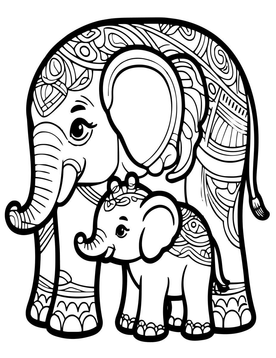 Baby Elephant - free printable coloring page