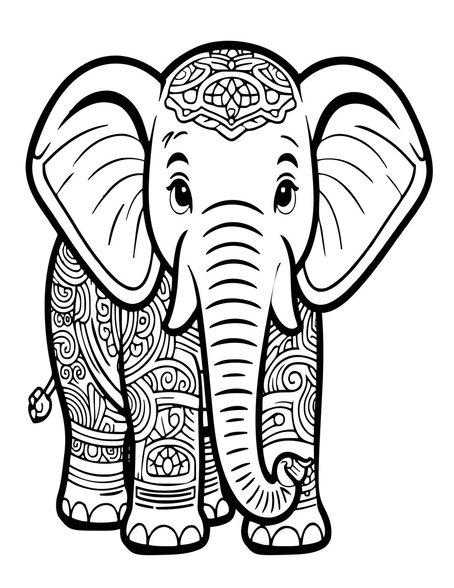 Elephant Wisdom - free printable coloring page