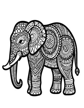 Elephant Zentangle - Free printable coloring page