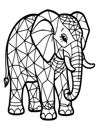 Geometric Elephant - Free printable coloring page