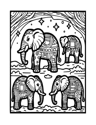 Night Savanna - Free printable coloring page
