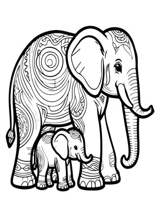 Mother and Calf - Free printable coloring page