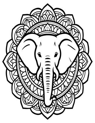 Elephant Mandala - Free printable coloring page