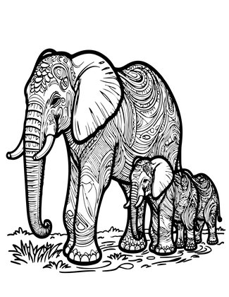 Elephant Migration - Free printable coloring page