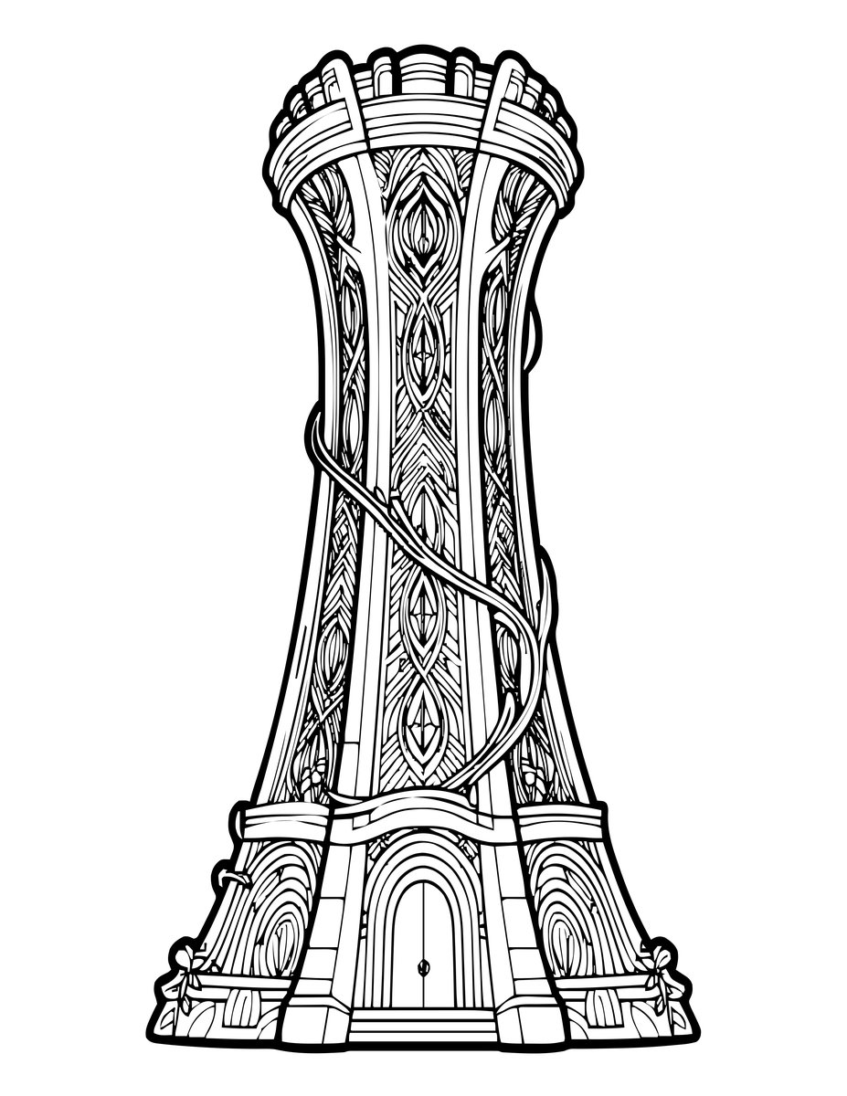 Elven Spire - free printable coloring page