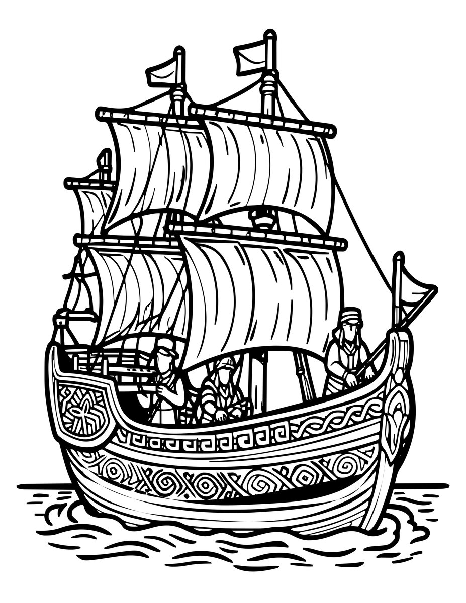 Elven Shipyard - free printable coloring page