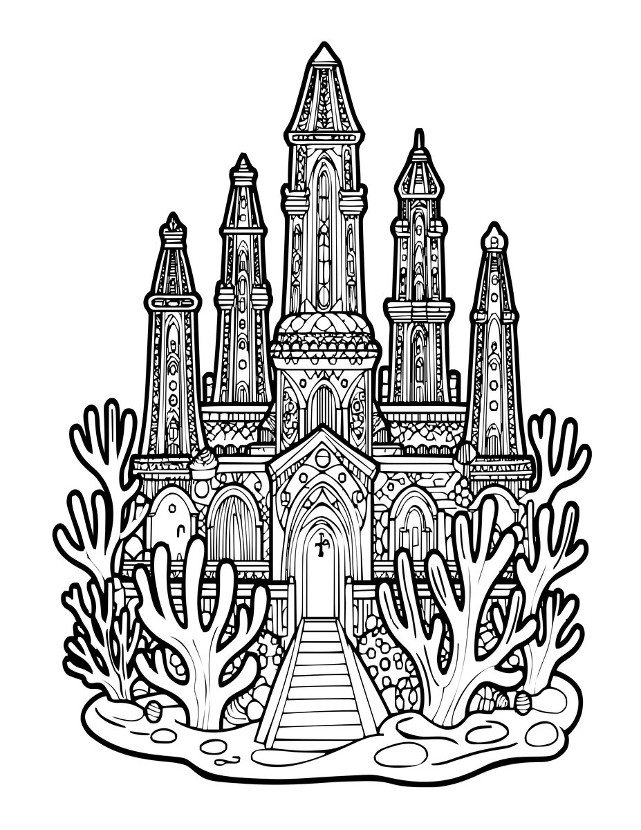 Sea Elf City - free printable coloring page
