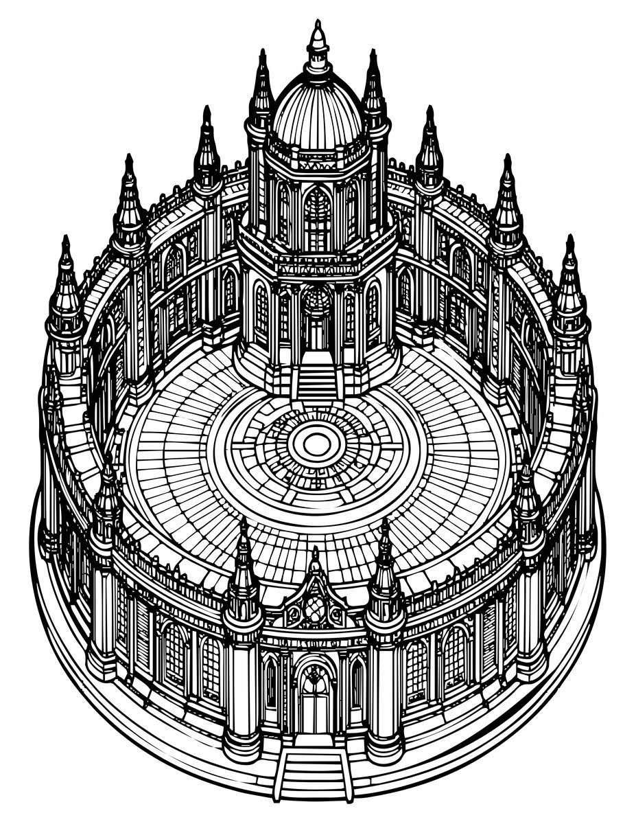 Elven Council Hall - free printable coloring page