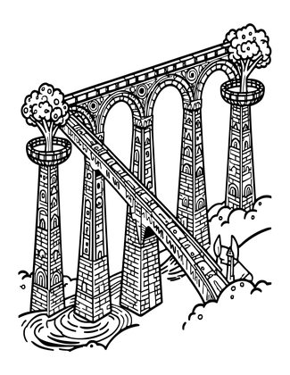 Elven Aqueduct - Free printable coloring page