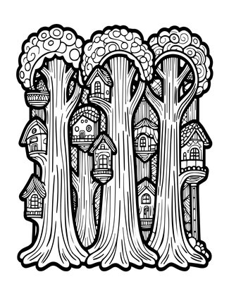 Elven Residential - Free printable coloring page