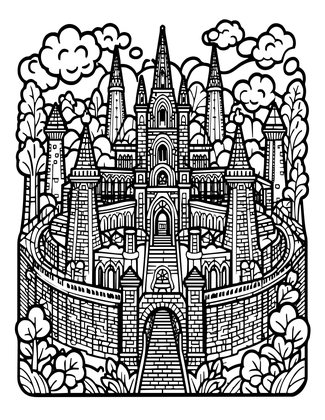 Elven City Ruins - Free printable coloring page