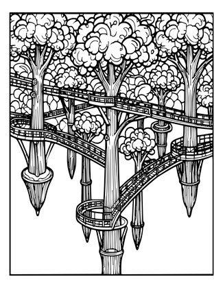 Sky Bridge - Free printable coloring page